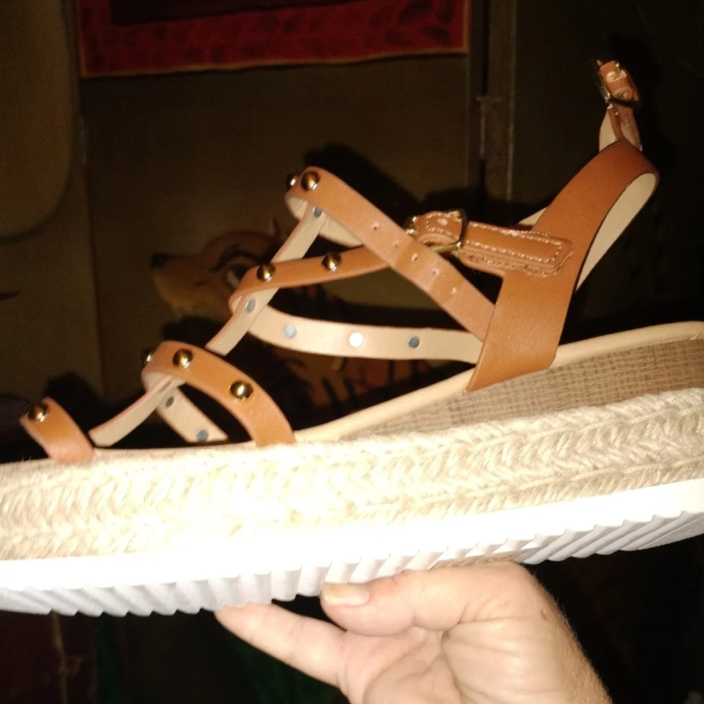 Soda Tan Strappy Espadrille Wedges